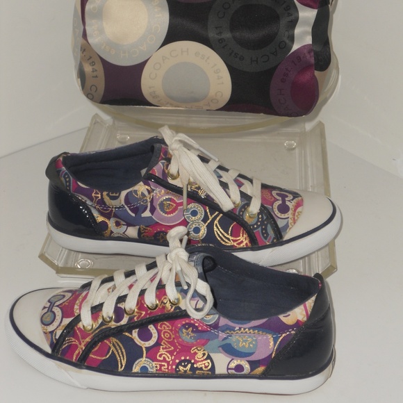 COACH SIGNATURE PRINT MULTI-COLOR SHOES AND PURSE - Picture 6 of 8